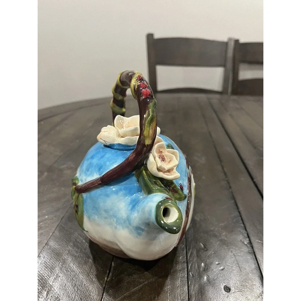 Blue Sky Ceramics Teapot Heather Goldmine Bella Flora Summer‎ Dogwood Ladybugs